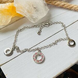 CZ Anklet with Dangling Circles